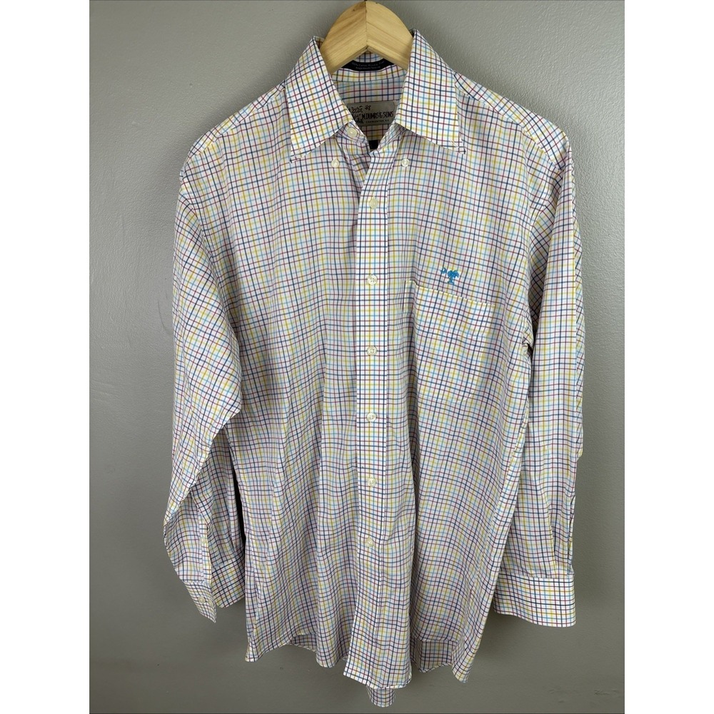 M Dumas & Sons Men's 100% Cotton No Wrinkle Small Button Down, Tarn Check Shirt - Picture 3 of 6
